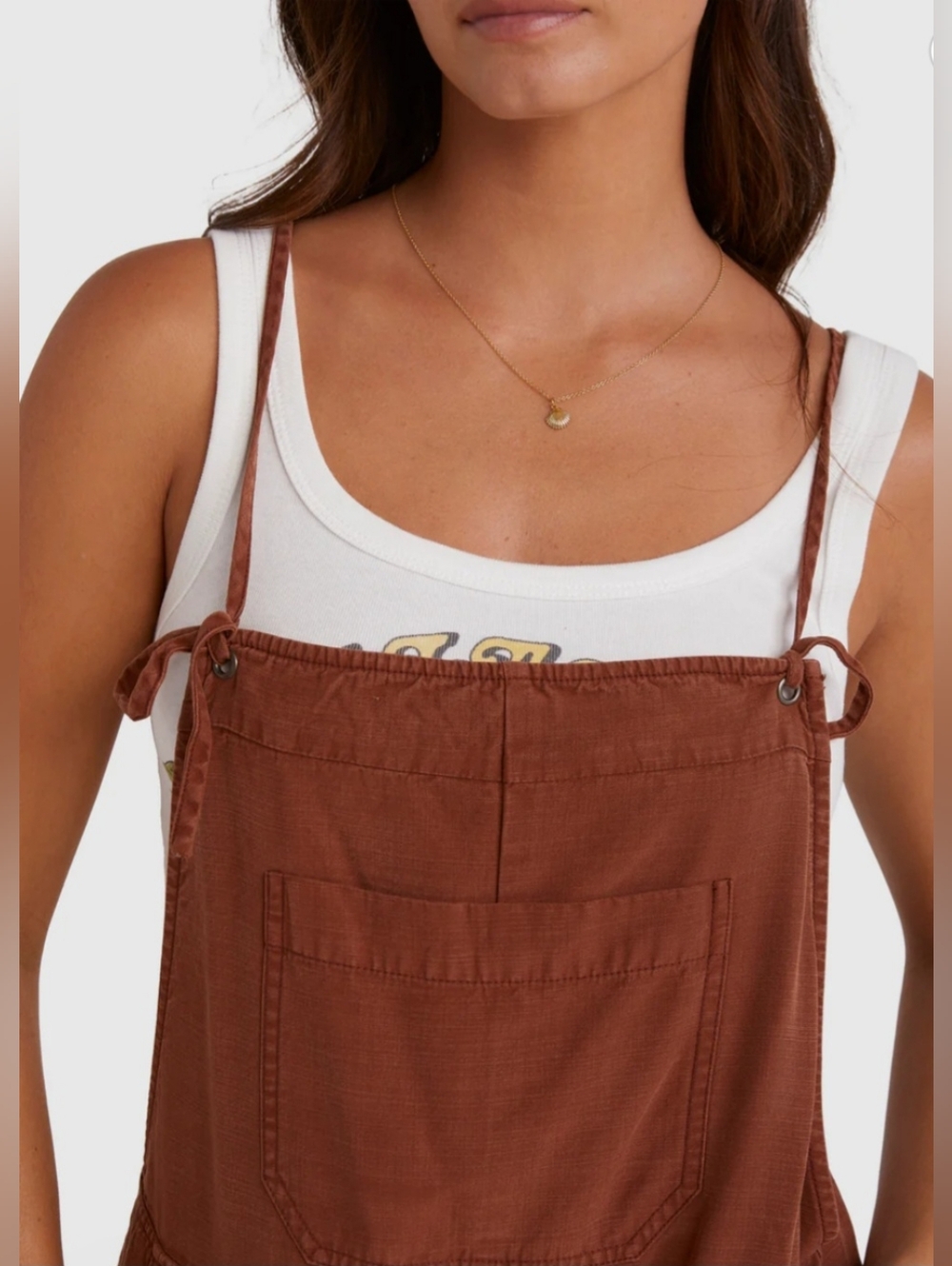 Billabong Rust Red Short Overalls - Picture 4 of 12